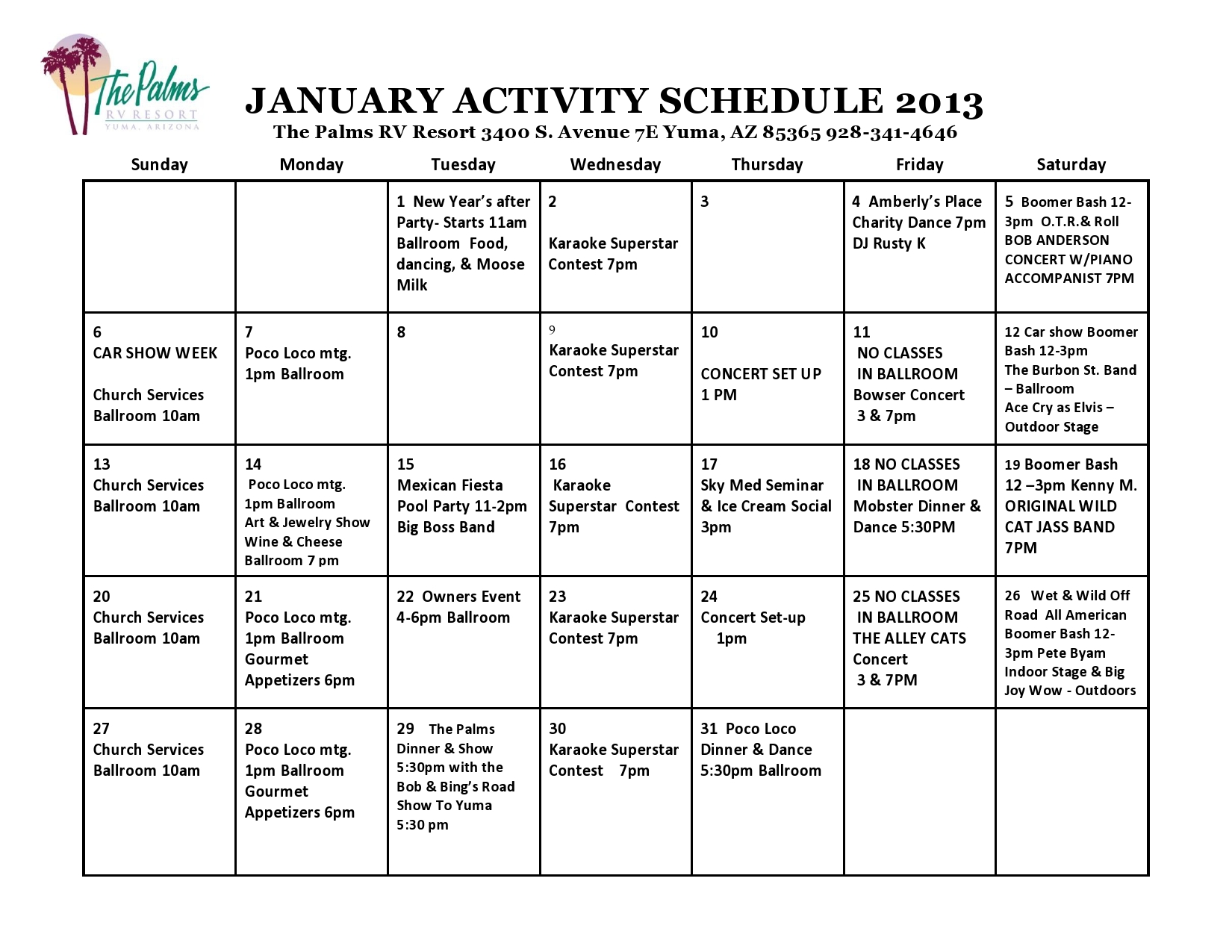 January Calander