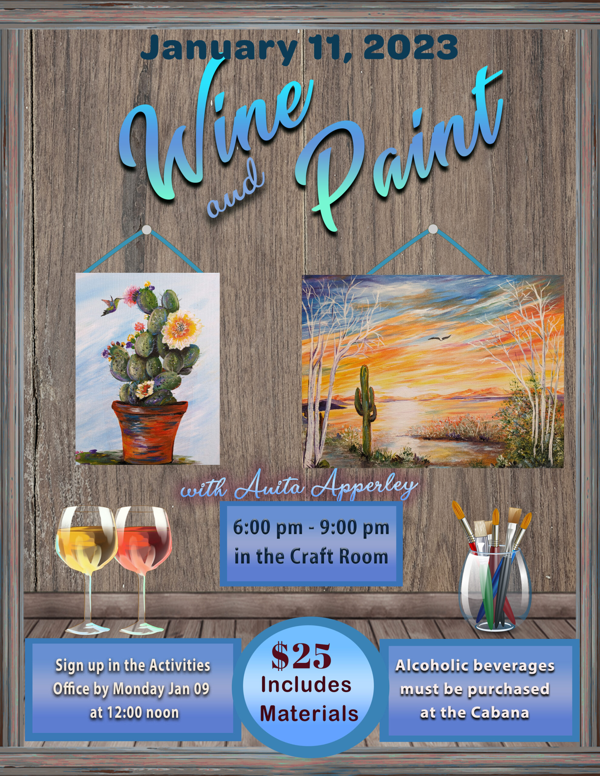 Wine and Paint Class » The Palms RV Resort